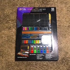 (SMC) Self Made Creative.. mixed media art set 56pc. w/wooden carry case..